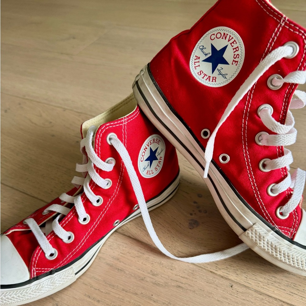 Size 6.5 Red High Top converse. Gently used